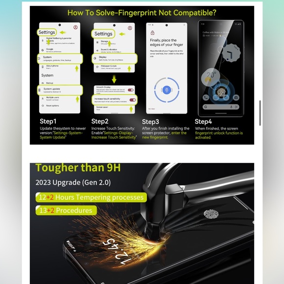 WSKEN for Google Pixel 7a Screen Protector Fingerprint Compatible - Picture 3 of 6